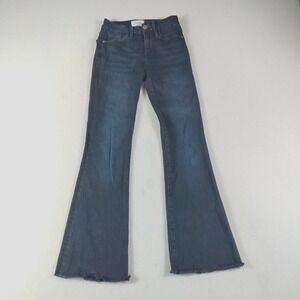 Frame Jeans Womens Size 23 Blue Le Crop Mini‎ Boot Cut Raw Hem Cowgirl Western